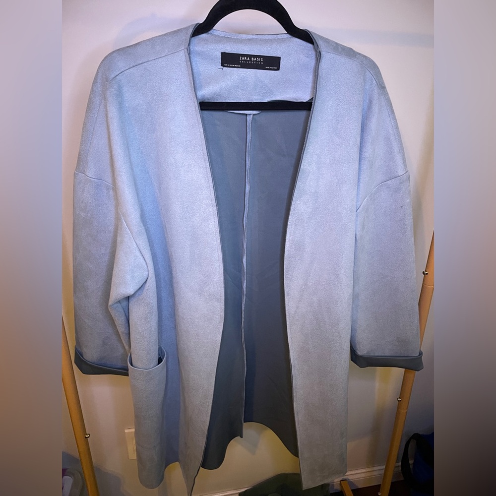 Zara Light Blue open front Jacket- Medium